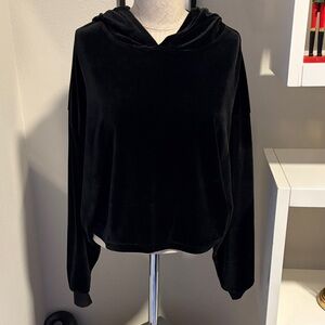 Elegant Black Velvet Women's Hoodie Size L